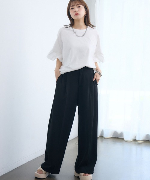 RETRO GIRL(レトロガール)の「フリルsleeve T-shirt(Tシャツ/カットソー・レディース・ブラック/チャコールグレー/オフホワイト・FREE)」の19枚目の写真