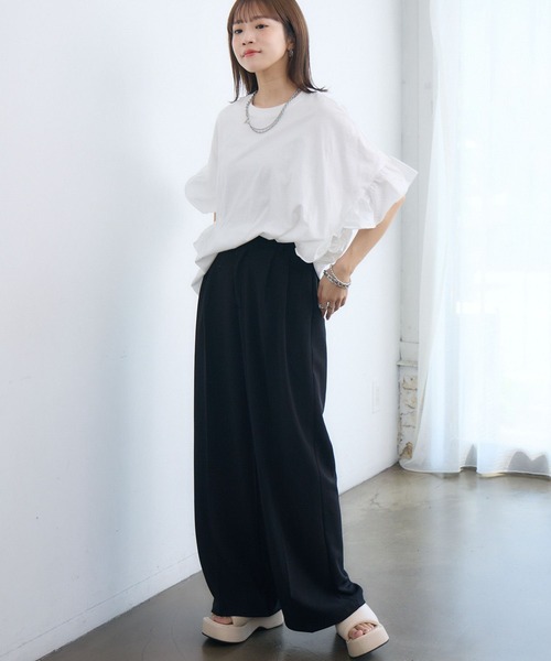 RETRO GIRL(レトロガール)の「フリルsleeve T-shirt(Tシャツ/カットソー・レディース・ブラック/チャコールグレー/オフホワイト・FREE)」の20枚目の写真