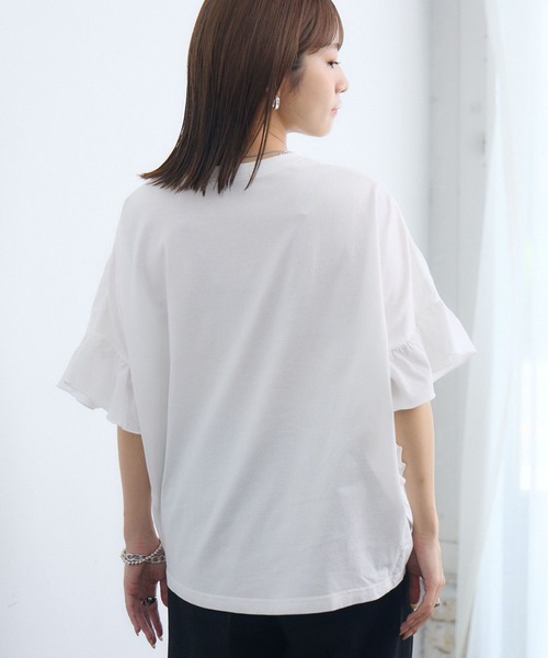 RETRO GIRL(レトロガール)の「フリルsleeve T-shirt(Tシャツ/カットソー・レディース・ブラック/チャコールグレー/オフホワイト・FREE)」の18枚目の写真