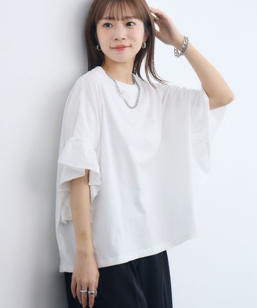 RETRO GIRL(レトロガール)の「フリルsleeve T-shirt(Tシャツ/カットソー・レディース・ブラック/チャコールグレー/オフホワイト・FREE)」の15枚目の写真