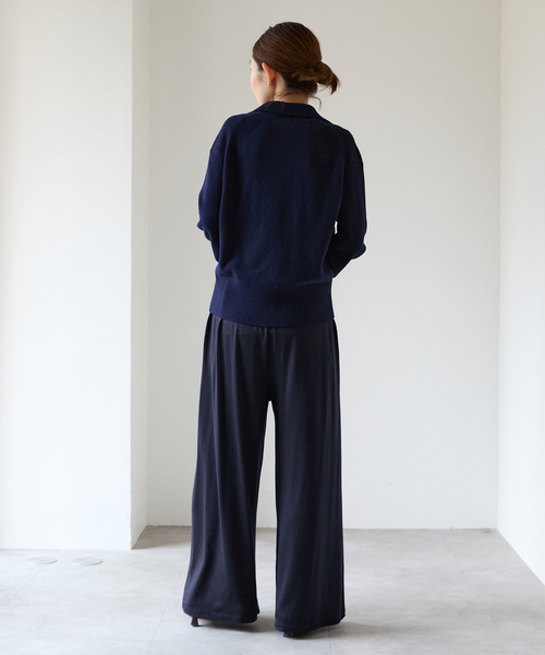 VERMEIL par iena(ヴェルメイユパーイエナ)の「wool 100 jersey tuck パンツ(その他パンツ・レディース・ボルドー/ネイビー・FREE)」の8枚目の写真