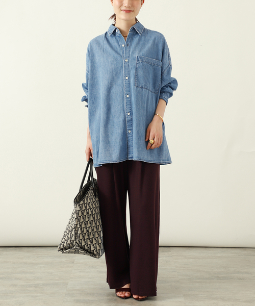 VERMEIL par iena(ヴェルメイユパーイエナ)の「wool 100 jersey tuck パンツ(その他パンツ・レディース・ボルドー/ネイビー・FREE)」の4枚目の写真