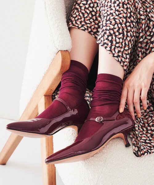 UNTITLED（アンタイトル）の「◆シアーロングソックス（ソックス/靴下・レディース・ブラック/ボルドー・99）」の2枚目の写真