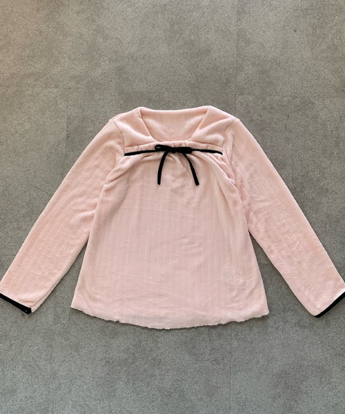 Teem Store（チームストア）の「【上下セット】【2点セット / お気に入り数2.7万人突破!】【お得セット】フリース フロントリボンデザインスクエアネックルームウェア モコフワ（ルームウェア/パジャマ・レディース・その他/ブルー/ホワイト/ピンク・M/L）」の22枚目の写真