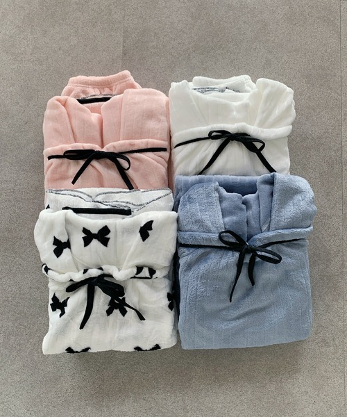 ルームウェア・パジャマ Lumi room ribbon wear 3set up パジャマ ルームウェア リボンレース ふわふわルームウェア上下セット