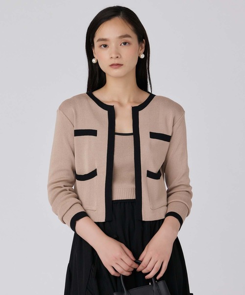fifth（フィフス）の「バイカラーキャミ付きカーディガン（カーディガン/ボレロ・レディース・ベージュ/ブラック・M）」の2枚目の写真