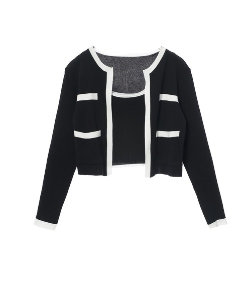 fifth（フィフス）の「バイカラーキャミ付きカーディガン（カーディガン/ボレロ・レディース・ベージュ/ブラック・M）」の5枚目の写真