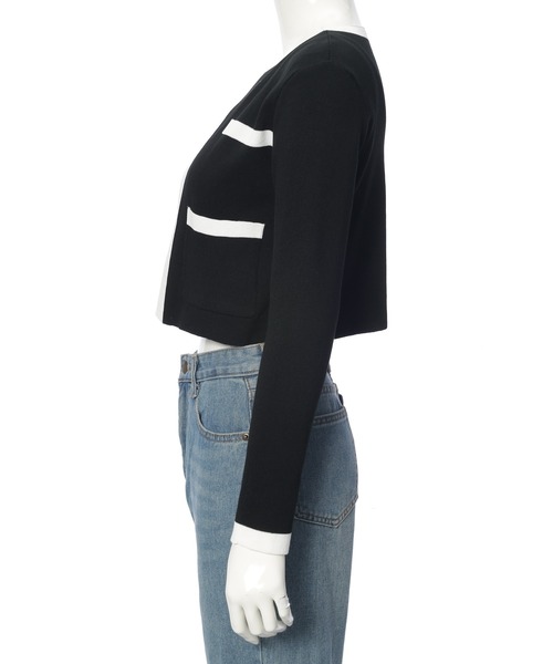 fifth（フィフス）の「バイカラーキャミ付きカーディガン（カーディガン/ボレロ・レディース・ベージュ/ブラック・M）」の7枚目の写真