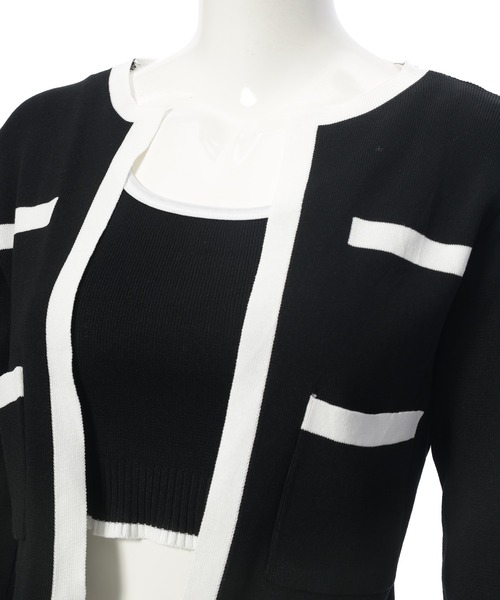 fifth（フィフス）の「バイカラーキャミ付きカーディガン（カーディガン/ボレロ・レディース・ベージュ/ブラック・M）」の9枚目の写真