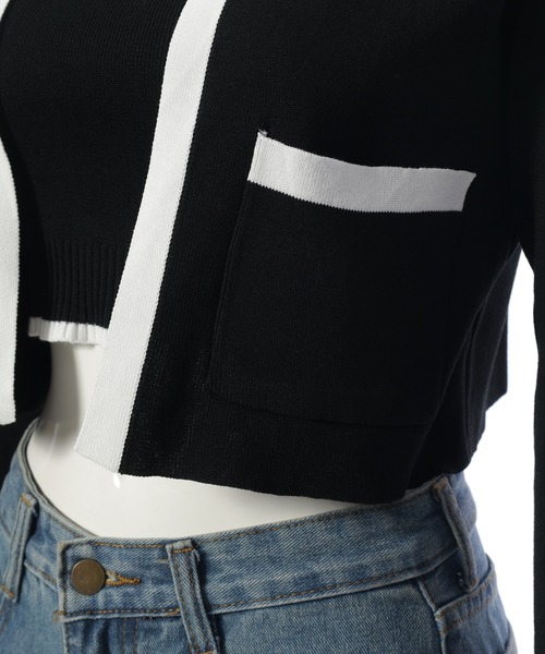 fifth（フィフス）の「バイカラーキャミ付きカーディガン（カーディガン/ボレロ・レディース・ベージュ/ブラック・M）」の10枚目の写真