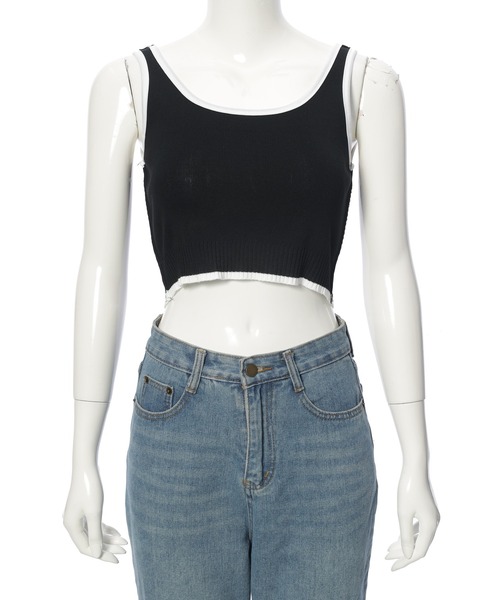 fifth（フィフス）の「バイカラーキャミ付きカーディガン（カーディガン/ボレロ・レディース・ベージュ/ブラック・M）」の11枚目の写真