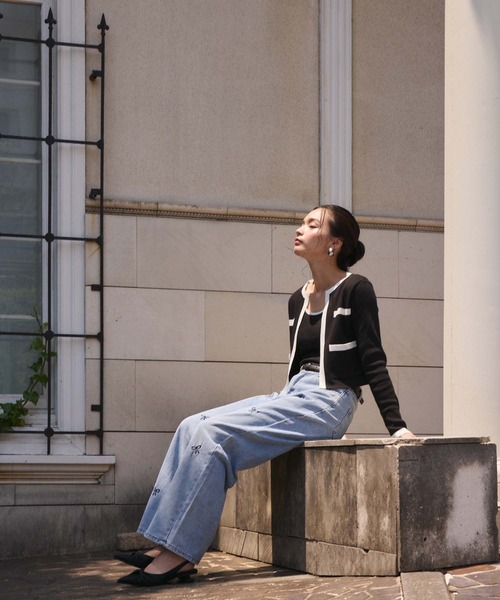 fifth（フィフス）の「バイカラーキャミ付きカーディガン（カーディガン/ボレロ・レディース・ベージュ/ブラック・M）」の14枚目の写真