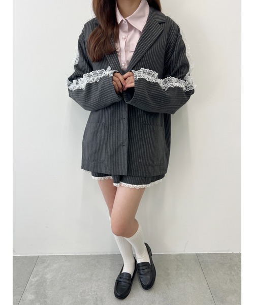 WC（ダブル シー）の「レースラインビッグジャケット（テーラードジャケット・レディース・グレー/ブラック・FREE）」の14枚目の写真