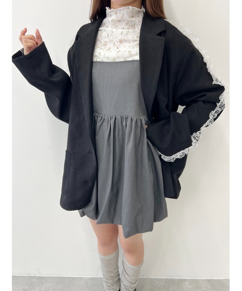 WC（ダブル シー）の「レースラインビッグジャケット（テーラードジャケット・レディース・グレー/ブラック・FREE）」の10枚目の写真