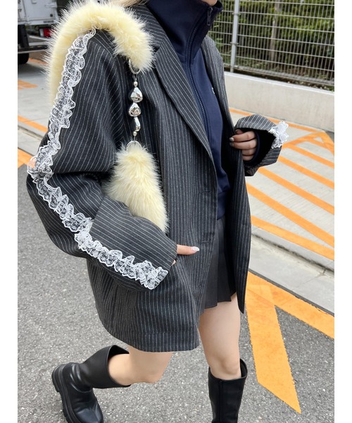 WC（ダブル シー）の「レースラインビッグジャケット（テーラードジャケット・レディース・グレー/ブラック・FREE）」の19枚目の写真