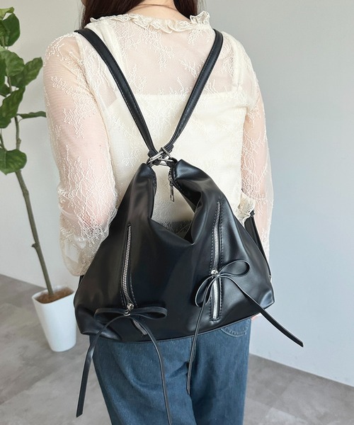 apres jour(アプレジュール)の「【apres jour×ARIAZ】2WAYリボンデザインバッグ(ショルダーバッグ・レディース・ブラック/ライトピンク/オフホワイト/シルバー・FREE)」の13枚目の写真