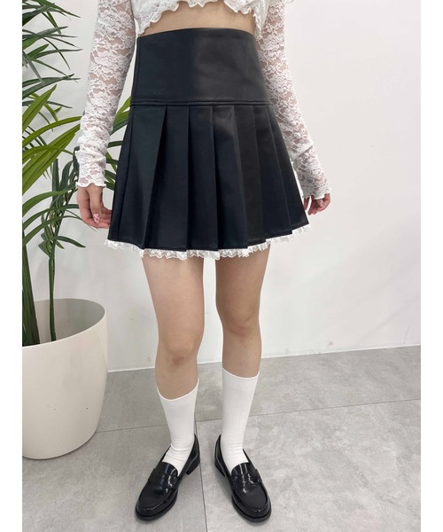 PHILLY（フィリー）の「【PHILLY】レースパイピングPUスカート（スカート・レディース・ブラック/ブラウン・FREE）」の4枚目の写真
