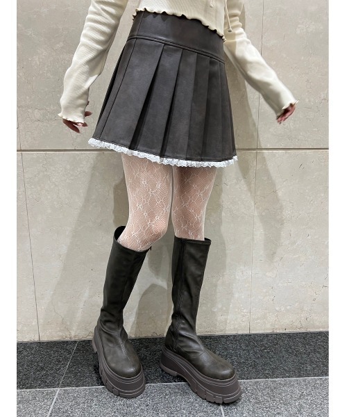 PHILLY（フィリー）の「【PHILLY】レースパイピングPUスカート（スカート・レディース・ブラック/ブラウン・FREE）」の12枚目の写真