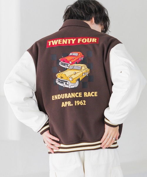 RAGEBLUE（レイジブルー）の「【WOOLLYTEC/ウーリーテック】ロゴワッペン/オーバーサイズスタジャン（スタジャン・メンズ・ブラウン/ブラック/パープル/ネイビー・LARGE/MEDIUM/SMALL）」の3枚目の写真