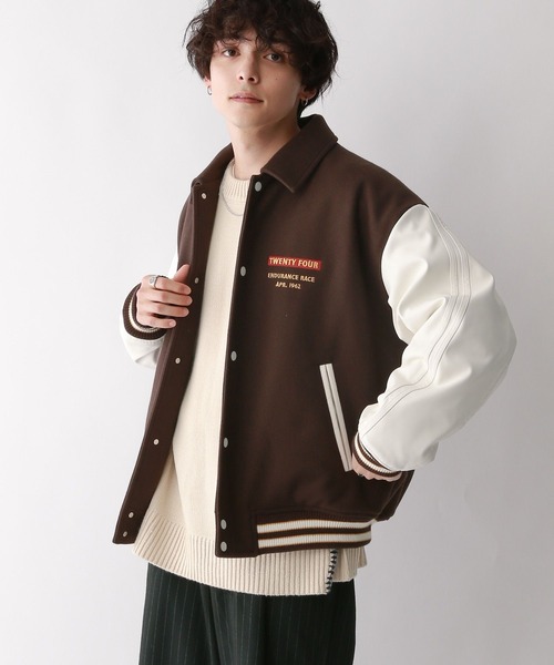 RAGEBLUE（レイジブルー）の「【WOOLLYTEC/ウーリーテック】ロゴワッペン/オーバーサイズスタジャン（スタジャン・メンズ・ブラウン/ブラック/パープル/ネイビー・LARGE/MEDIUM/SMALL）」の11枚目の写真