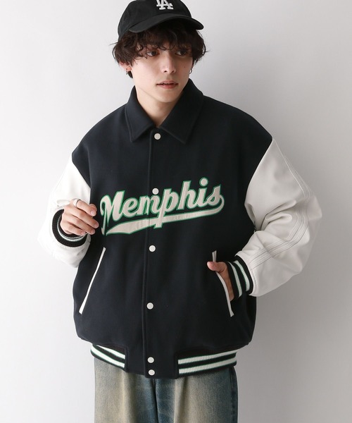 RAGEBLUE（レイジブルー）の「【WOOLLYTEC/ウーリーテック】ロゴワッペン/オーバーサイズスタジャン（スタジャン・メンズ・ブラウン/ブラック/パープル/ネイビー・LARGE/MEDIUM/SMALL）」の16枚目の写真