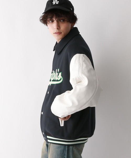 RAGEBLUE（レイジブルー）の「【WOOLLYTEC/ウーリーテック】ロゴワッペン/オーバーサイズスタジャン（スタジャン・メンズ・ブラウン/ブラック/パープル/ネイビー・LARGE/MEDIUM/SMALL）」の19枚目の写真