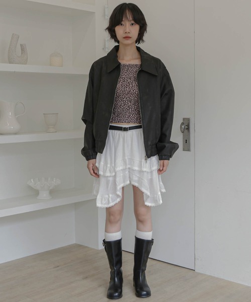 UNE MANSION（ユヌマンション）の「アンバランスティアードフリルレースユニークミニスカート（スカート・レディース・アイボリー/ブラック・FREE）」の21枚目の写真