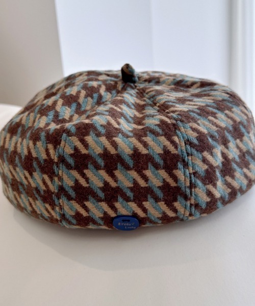 LAC-VERT（ラック・ヴェール）の「千鳥柄ベレー帽（ハンチング/ベレー帽・レディース・ブラウン/イエロー・FREE）」の5枚目の写真