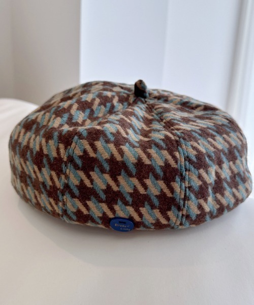 LAC-VERT（ラック・ヴェール）の「千鳥柄ベレー帽（ハンチング/ベレー帽・レディース・ブラウン/イエロー・FREE）」の6枚目の写真