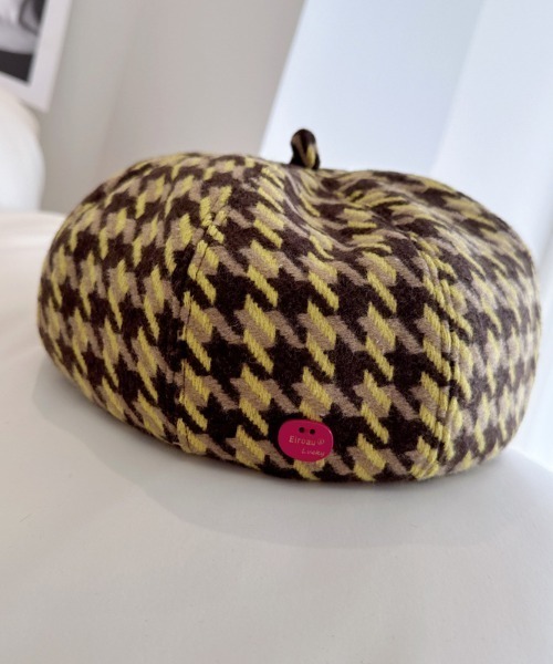 LAC-VERT（ラック・ヴェール）の「千鳥柄ベレー帽（ハンチング/ベレー帽・レディース・ブラウン/イエロー・FREE）」の9枚目の写真