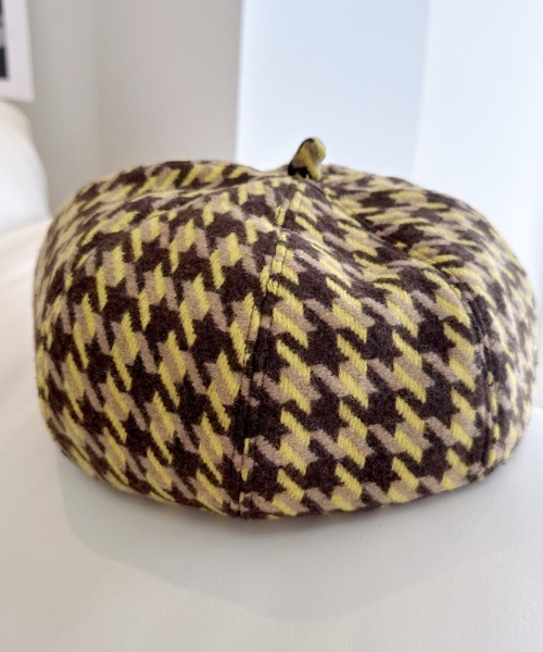 LAC-VERT（ラック・ヴェール）の「千鳥柄ベレー帽（ハンチング/ベレー帽・レディース・ブラウン/イエロー・FREE）」の10枚目の写真