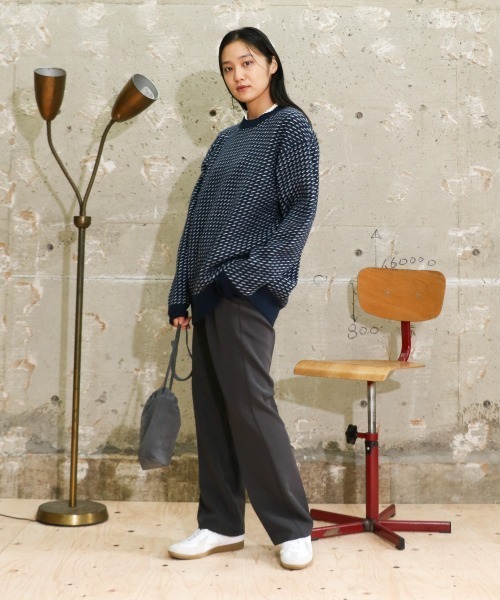 SUNNY SPORTS(サニースポーツ)の「SUNNY SPORTS / サニースポーツ BIRD’S EYE CREW SWEATER バーズアイ クルーネック セーター(ニット/セーター・メンズ・ホワイト/ネイビー/チャコールグレー・MEDIUM/LARGE/X-SMALL)」の1枚目の写真