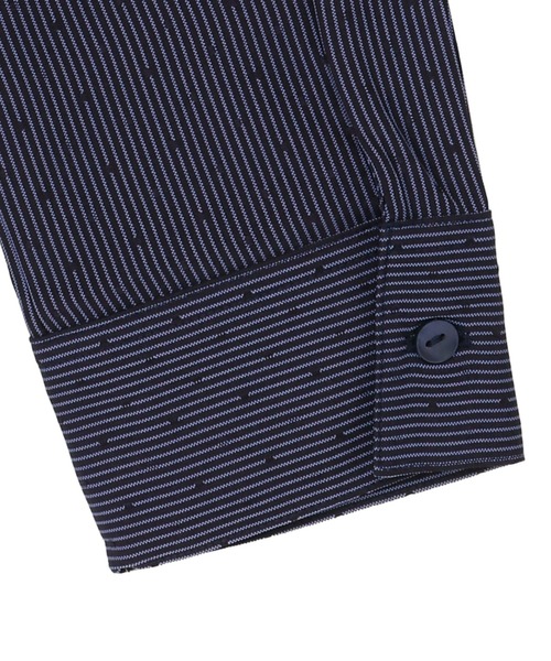 TOKYO SHIRTS(トウキョウシャツ)の「【吸水速乾】【COFREX】前立ミニフリル レディース長袖フリルシャツ(シャツ/ブラウス・レディース・ダークブルー・S/M/L/LL/XL)」の4枚目の写真