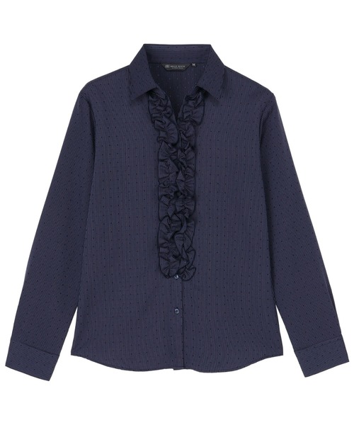 TOKYO SHIRTS(トウキョウシャツ)の「【吸水速乾】【COFREX】前立ミニフリル レディース長袖フリルシャツ(シャツ/ブラウス・レディース・ダークブルー・S/M/L/LL/XL)」の8枚目の写真