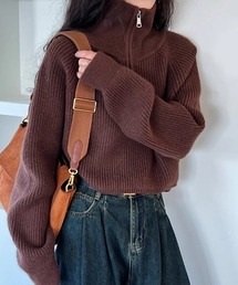 ハーフジップ」に該当するニット/セーター（ブラウン/茶色系