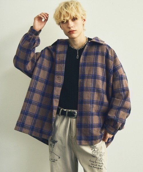 Shoowtime(ショウタイム)の「ドロップショルダーチェックシャツジャケットビッグシルエット(その他アウター・メンズ・ブラウン/グレー・MEDIUM/LARGE/X-LARGE)」の18枚目の写真