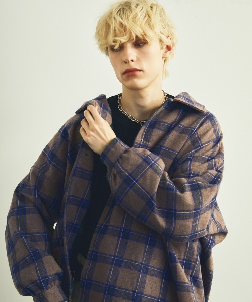 Shoowtime(ショウタイム)の「ドロップショルダーチェックシャツジャケットビッグシルエット(その他アウター・メンズ・ブラウン/グレー・MEDIUM/LARGE/X-LARGE)」の21枚目の写真