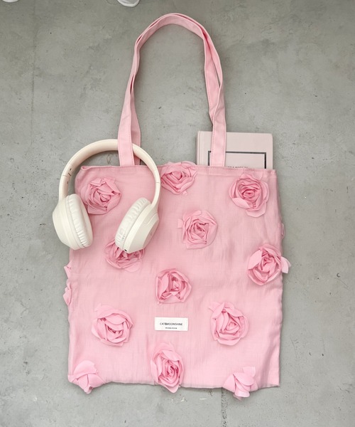 〈user_c7d7d101〉3点 黒 ピンクバラモチーフトートバッグ user_c7d7d101〉3点 黒 ピンクバラモチーフトートバッグ