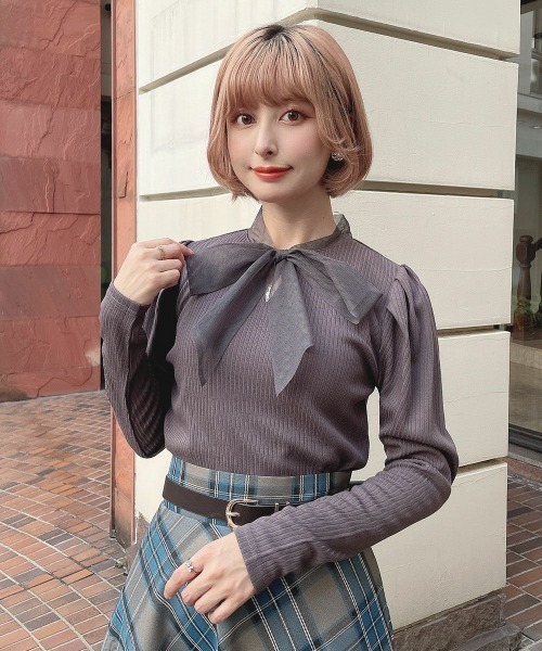 an another angelus（アンアナザーアンジェラス）の「チュールボウタイテレコロンT/ananotherangelus（Tシャツ/カットソー・レディース・アイボリー/ブラック/チャコールグレー・FREE）」の3枚目の写真