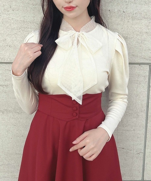 an another angelus（アンアナザーアンジェラス）の「チュールボウタイテレコロンT/ananotherangelus（Tシャツ/カットソー・レディース・アイボリー/ブラック/チャコールグレー・FREE）」の8枚目の写真