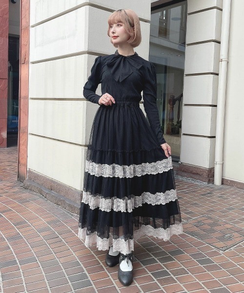 an another angelus（アンアナザーアンジェラス）の「チュールボウタイテレコロンT/ananotherangelus（Tシャツ/カットソー・レディース・アイボリー/ブラック/チャコールグレー・FREE）」の13枚目の写真