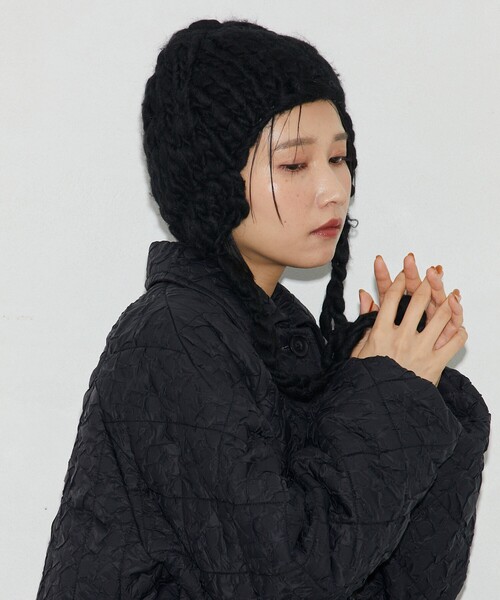 Firsthand（ファーストハンド）の「Firsthand/ファーストハンド ライトウェイトハンドニットイヤーマフラーキャップ（ニットキャップ/ビーニー・レディース・ブラック/オフホワイト・FREE）」の17枚目の写真