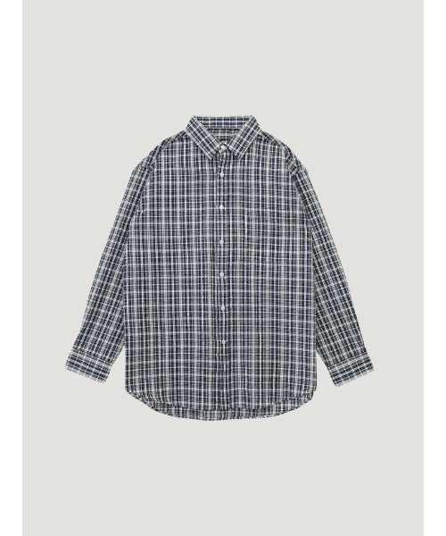 長袖Tシャツ ユニセックス 光沢感 チェック柄 ラウンドネック セール】チェックシャツ 長袖 ユニセックス(シャツ/ブラウス