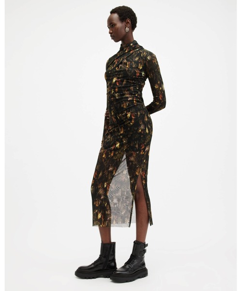 ALLSAINTS(オールセインツ)の「TIA MESH PRINTED MIDI DRESS | TIA メッシュ プリント ミディ ドレス・ワンピース(ワンピース・レディース・ブラウン系その他・4/12/8/6)」の4枚目の写真