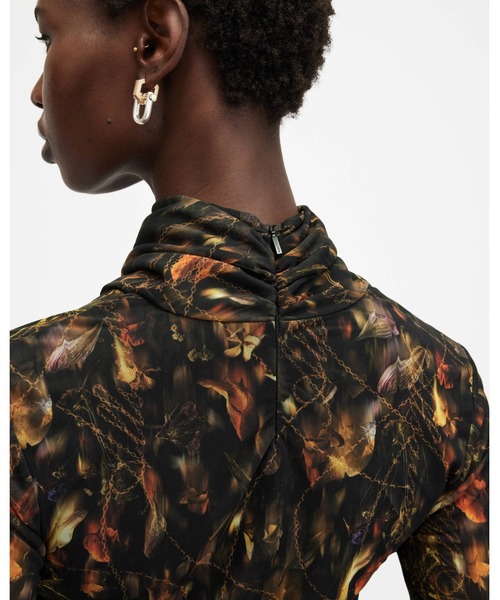 ALLSAINTS(オールセインツ)の「TIA MESH PRINTED MIDI DRESS | TIA メッシュ プリント ミディ ドレス・ワンピース(ワンピース・レディース・ブラウン系その他・4/12/8/6)」の5枚目の写真