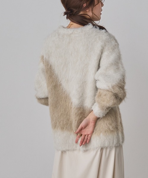 hunch(ハンチ)の「【新色追加】ニュアンス柄ブロッキングニット(ニット/セーター・レディース・ブラウン系その他/グレー系その他/ブラック系その他/ホワイト系その他・FREE)」の7枚目の写真