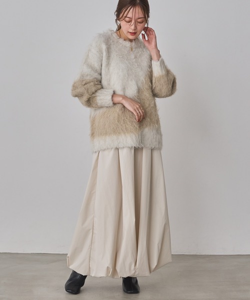 hunch(ハンチ)の「【新色追加】ニュアンス柄ブロッキングニット(ニット/セーター・レディース・ブラウン系その他/グレー系その他/ブラック系その他/ホワイト系その他・FREE)」の8枚目の写真