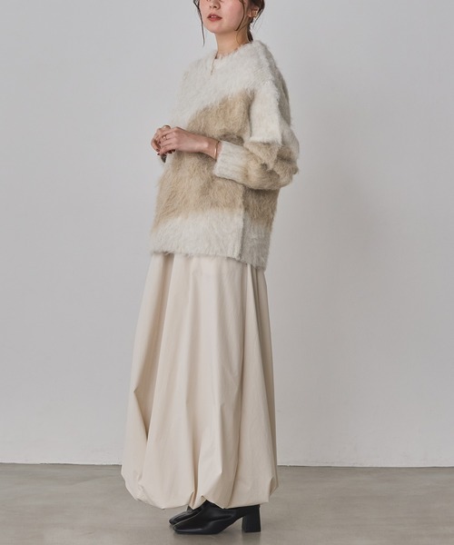 hunch(ハンチ)の「【新色追加】ニュアンス柄ブロッキングニット(ニット/セーター・レディース・ブラウン系その他/グレー系その他/ブラック系その他/ホワイト系その他・FREE)」の9枚目の写真