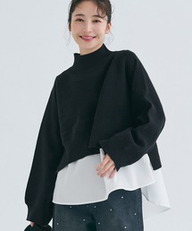ハイネックニット 裾フレアブラウス 2点セット