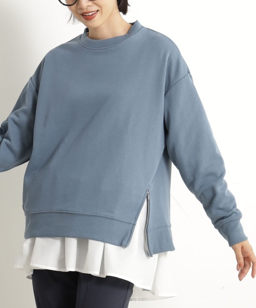 FOUND GOOD（ファウンドグッド）の「サイドZIPクリーンウラケ（スウェット・レディース・ブラウン系3/ブルー系2/アイボリー/ブラック/グレー系5・S/L/M）」の5枚目の写真